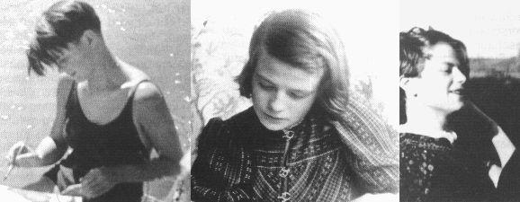 Sophie Scholl 1938 an der Iller - 1942 zu Hause - 1940 bei einer Wanderung